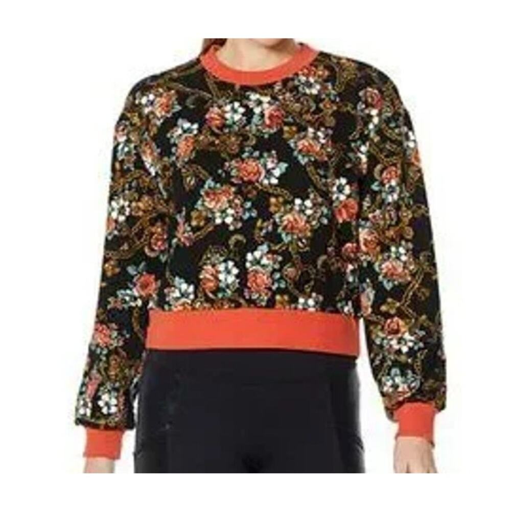 Brand New! Laila Ali Black With Floral Pattern Pullover Sweat  Multi Sizes
